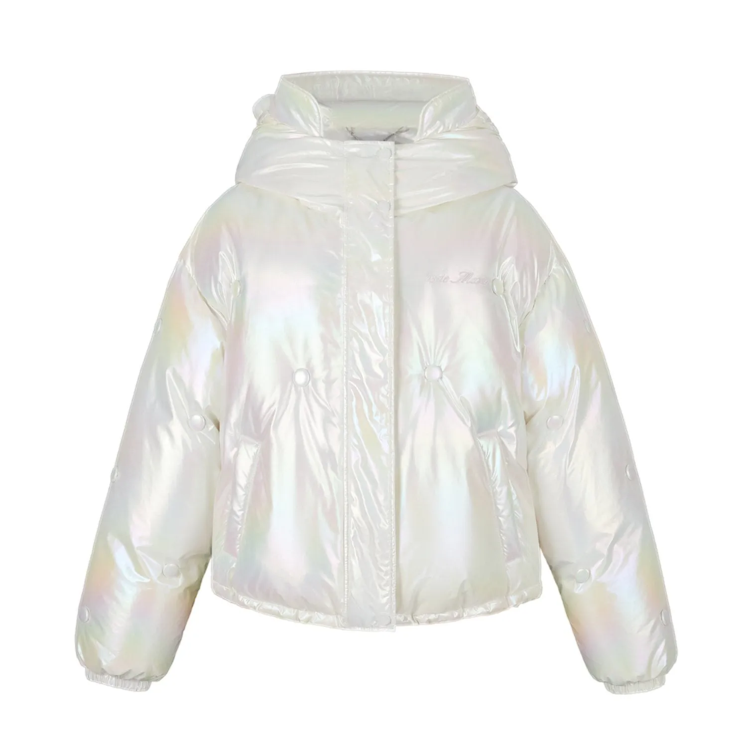 Bear Button Silky Down Jacket