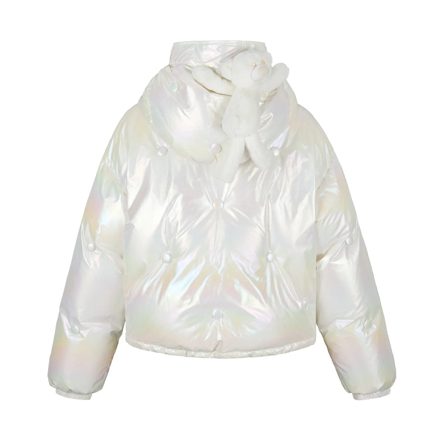 Bear Button Silky Down Jacket