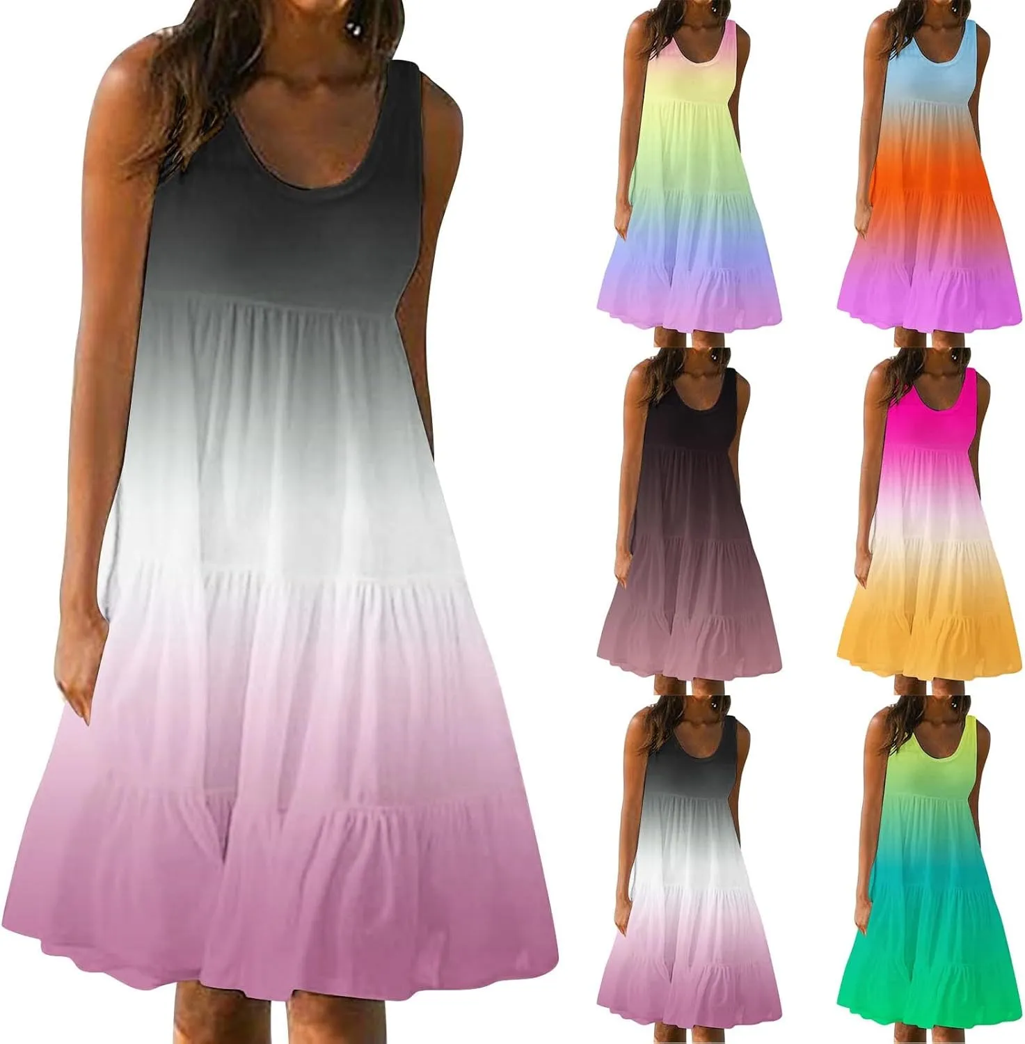 Boho Dresses for Women 2025 Casual Summer Mini Dress Trendy Sleeveless Beach Vacation Sundress Loose Fit Flowy Dress