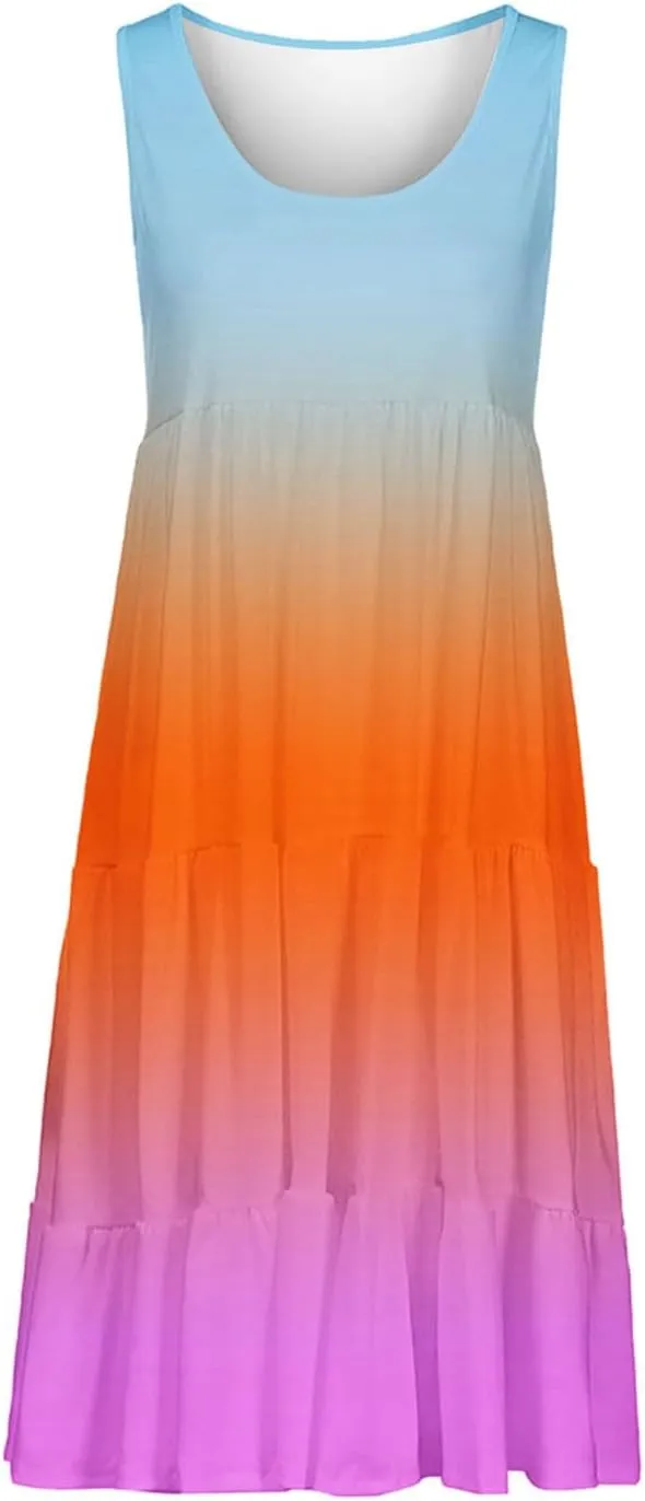 Boho Dresses for Women 2025 Casual Summer Mini Dress Trendy Sleeveless Beach Vacation Sundress Loose Fit Flowy Dress