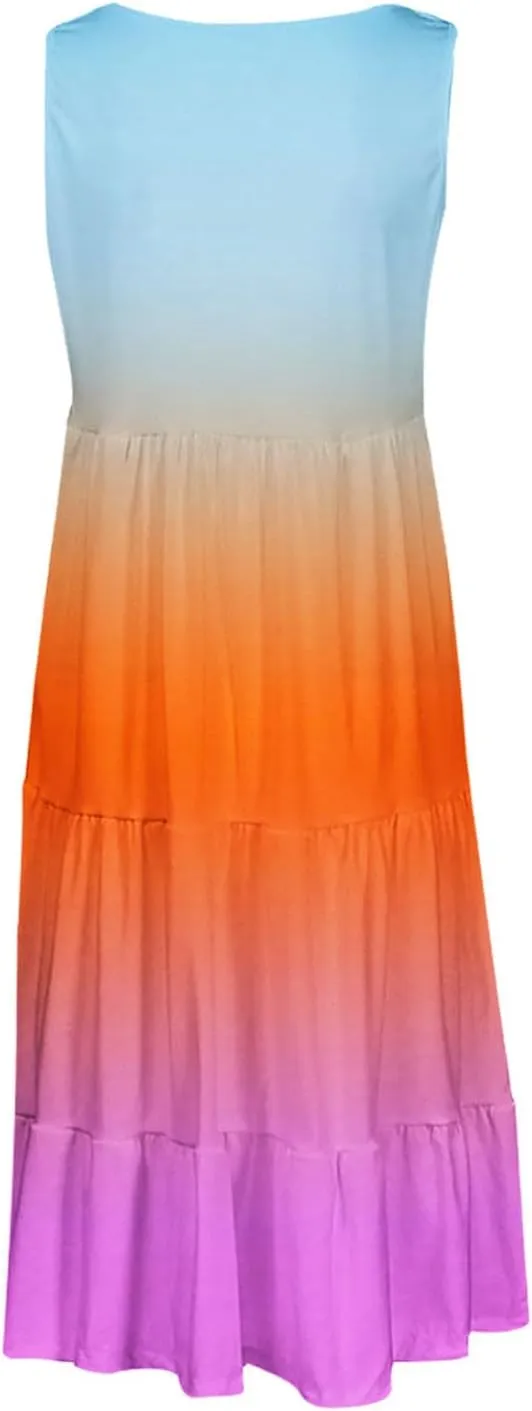 Boho Dresses for Women 2025 Casual Summer Mini Dress Trendy Sleeveless Beach Vacation Sundress Loose Fit Flowy Dress