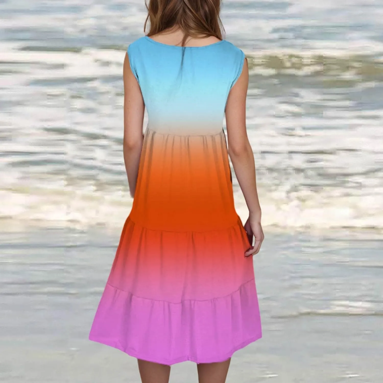 Boho Dresses for Women 2025 Casual Summer Mini Dress Trendy Sleeveless Beach Vacation Sundress Loose Fit Flowy Dress