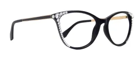 Cattitude Bling Cat Eyes, Women Reading Glasses Adorned Top W (Clear N Hematite) Genuine European Crystals (Black) Frame, NY Fifth Avenue. ( 2.50)