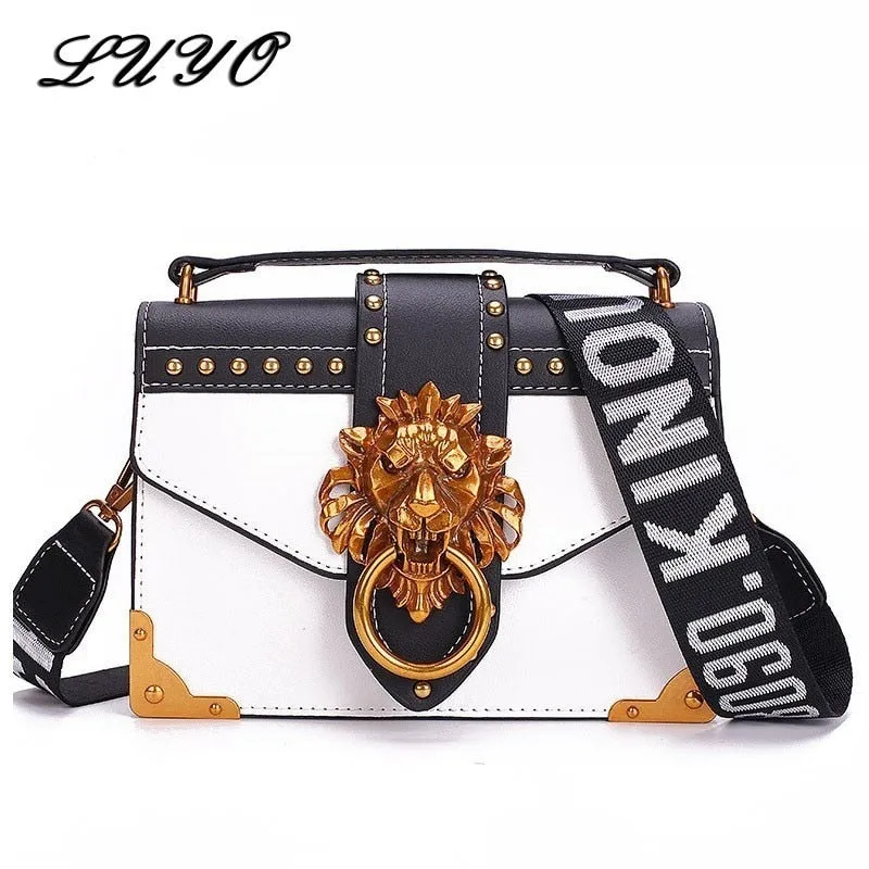 Christmas Gift Fashion Metal Lion Head Mini Small Flap Shoulder Crossbody Bag For Female Luxury Handbags Women Bags Designer Bolso Mujer Clutch