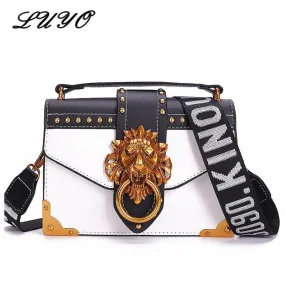 Christmas Gift Fashion Metal Lion Head Mini Small Flap Shoulder Crossbody Bag For Female Luxury Handbags Women Bags Designer Bolso Mujer Clutch