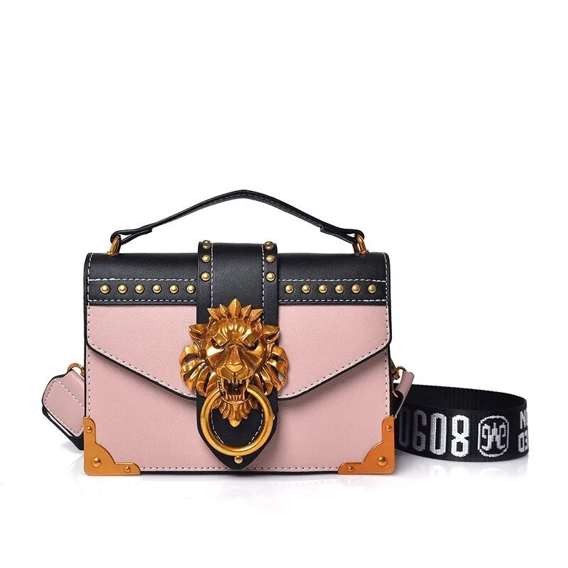 Christmas Gift Fashion Metal Lion Head Mini Small Flap Shoulder Crossbody Bag For Female Luxury Handbags Women Bags Designer Bolso Mujer Clutch