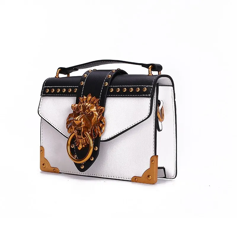 Christmas Gift Fashion Metal Lion Head Mini Small Flap Shoulder Crossbody Bag For Female Luxury Handbags Women Bags Designer Bolso Mujer Clutch