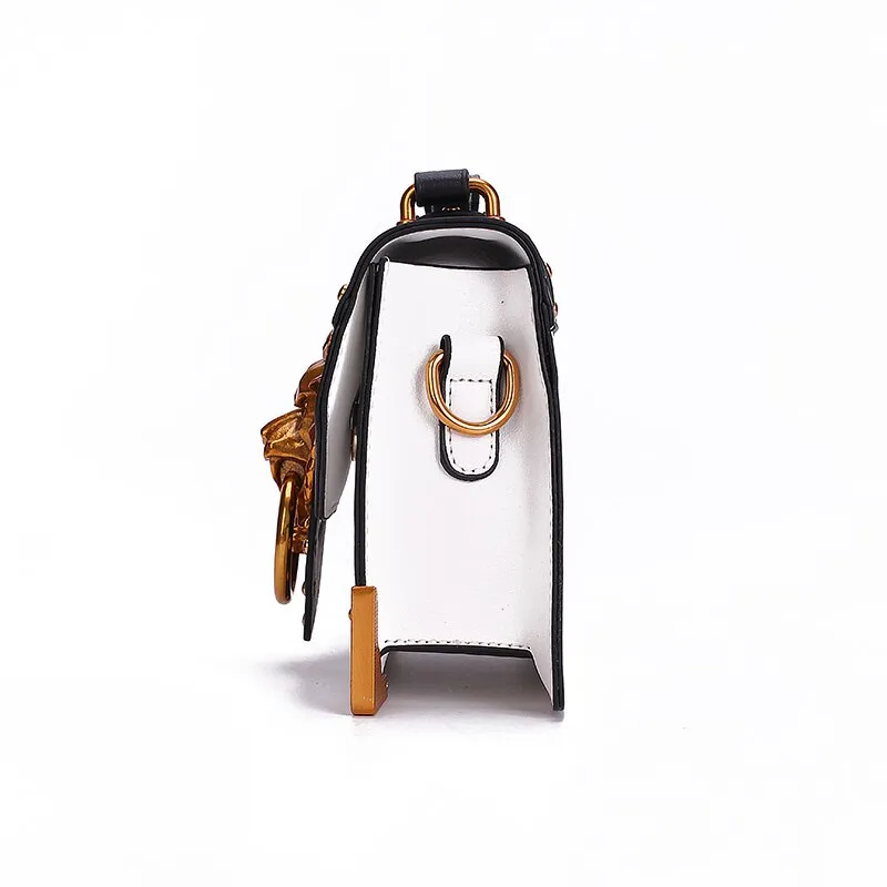 Christmas Gift Fashion Metal Lion Head Mini Small Flap Shoulder Crossbody Bag For Female Luxury Handbags Women Bags Designer Bolso Mujer Clutch