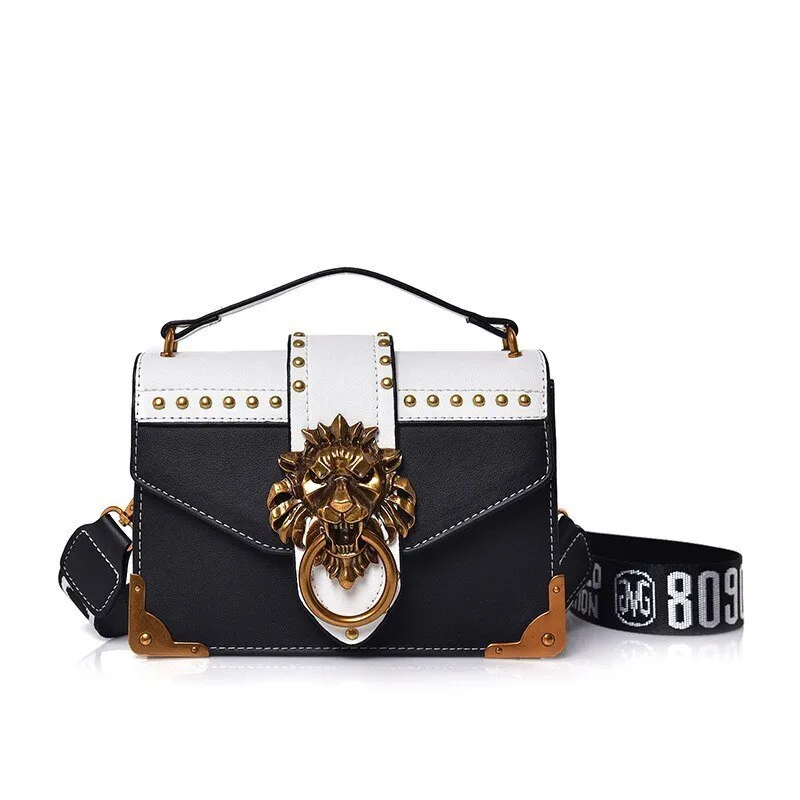 Christmas Gift Fashion Metal Lion Head Mini Small Flap Shoulder Crossbody Bag For Female Luxury Handbags Women Bags Designer Bolso Mujer Clutch