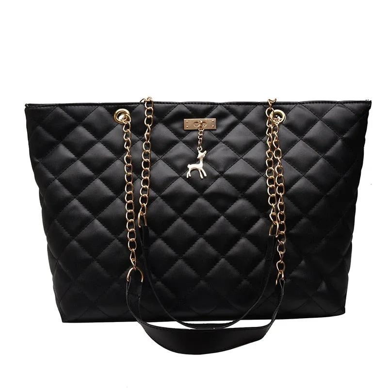 Christmas Gift Plaid Chain Leather Causal Tote With Deer Bolsa Feminina Luxury Handbags Bag Women Bags Designer Shoulder Clutch Sling Female