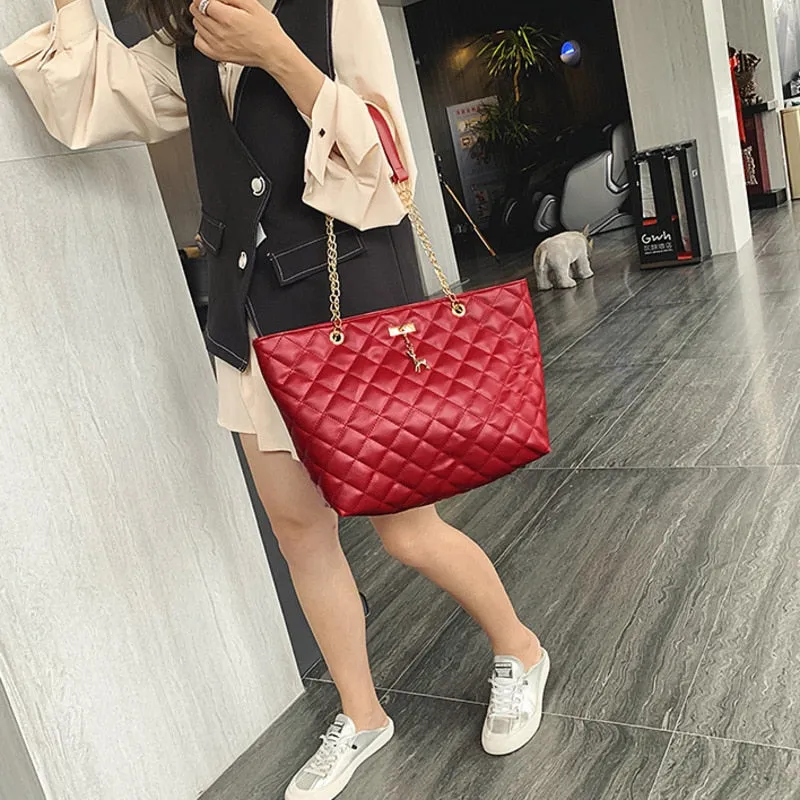 Christmas Gift Plaid Chain Leather Causal Tote With Deer Bolsa Feminina Luxury Handbags Bag Women Bags Designer Shoulder Clutch Sling Female