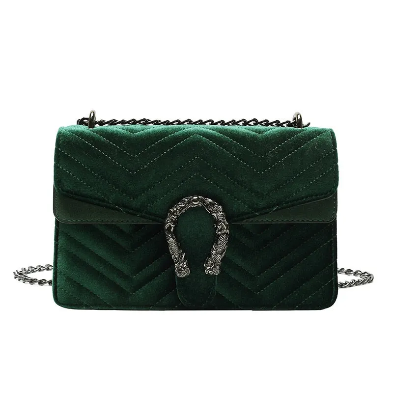 Christmas Gift Vintage Clutch Evening Shoulder Bags For Women Luxury Velvet Handbags Designers Gold Chain Crossbody Bags Square Bolsas Feminin