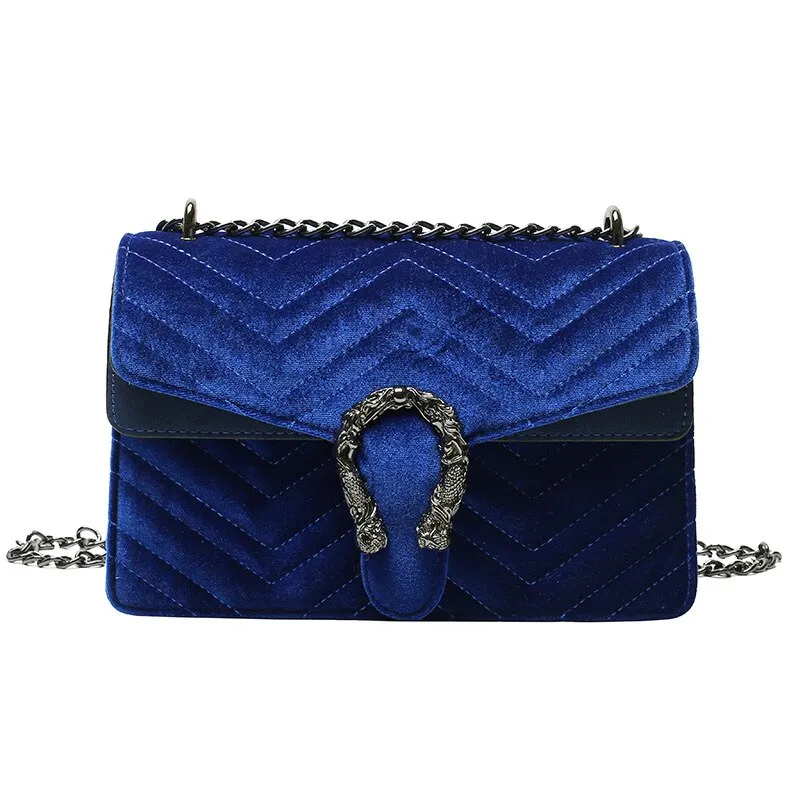 Christmas Gift Vintage Clutch Evening Shoulder Bags For Women Luxury Velvet Handbags Designers Gold Chain Crossbody Bags Square Bolsas Feminin