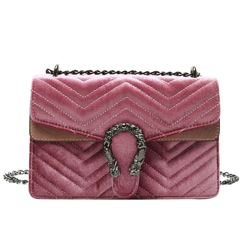Christmas Gift Vintage Clutch Evening Shoulder Bags For Women Luxury Velvet Handbags Designers Gold Chain Crossbody Bags Square Bolsas Feminin