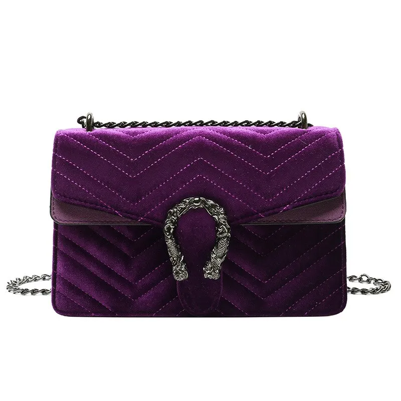 Christmas Gift Vintage Clutch Evening Shoulder Bags For Women Luxury Velvet Handbags Designers Gold Chain Crossbody Bags Square Bolsas Feminin