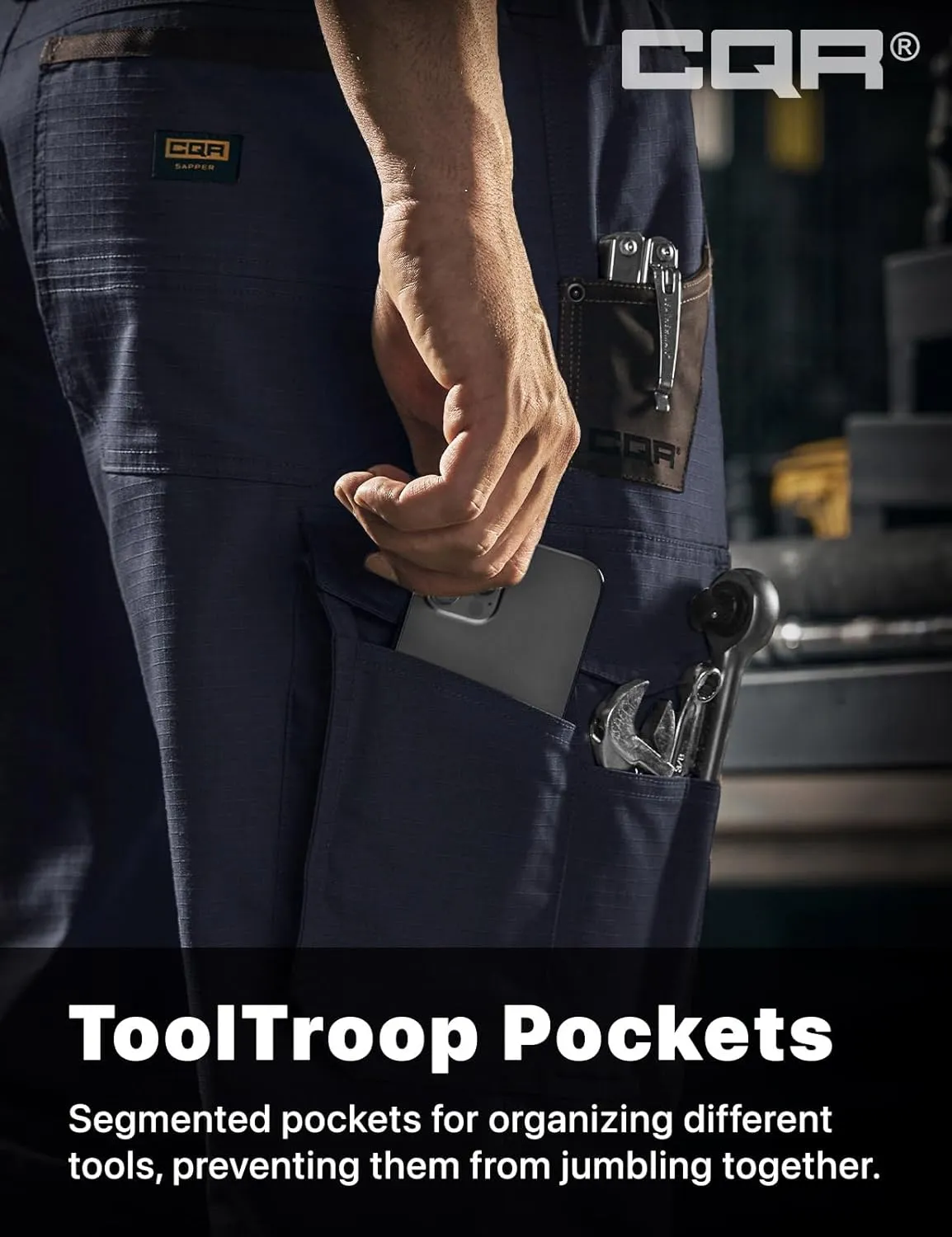 CQR Men's Quick Dry Work Pants, Water Resistant Outdoor Tactical Pants, Lightweight Stretch Cargo Hiking Pants