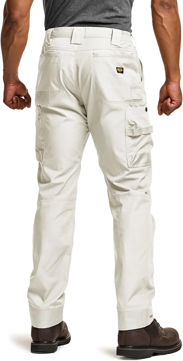 CQR Men's Quick Dry Work Pants, Water Resistant Outdoor Tactical Pants, Lightweight Stretch Cargo Hiking Pants