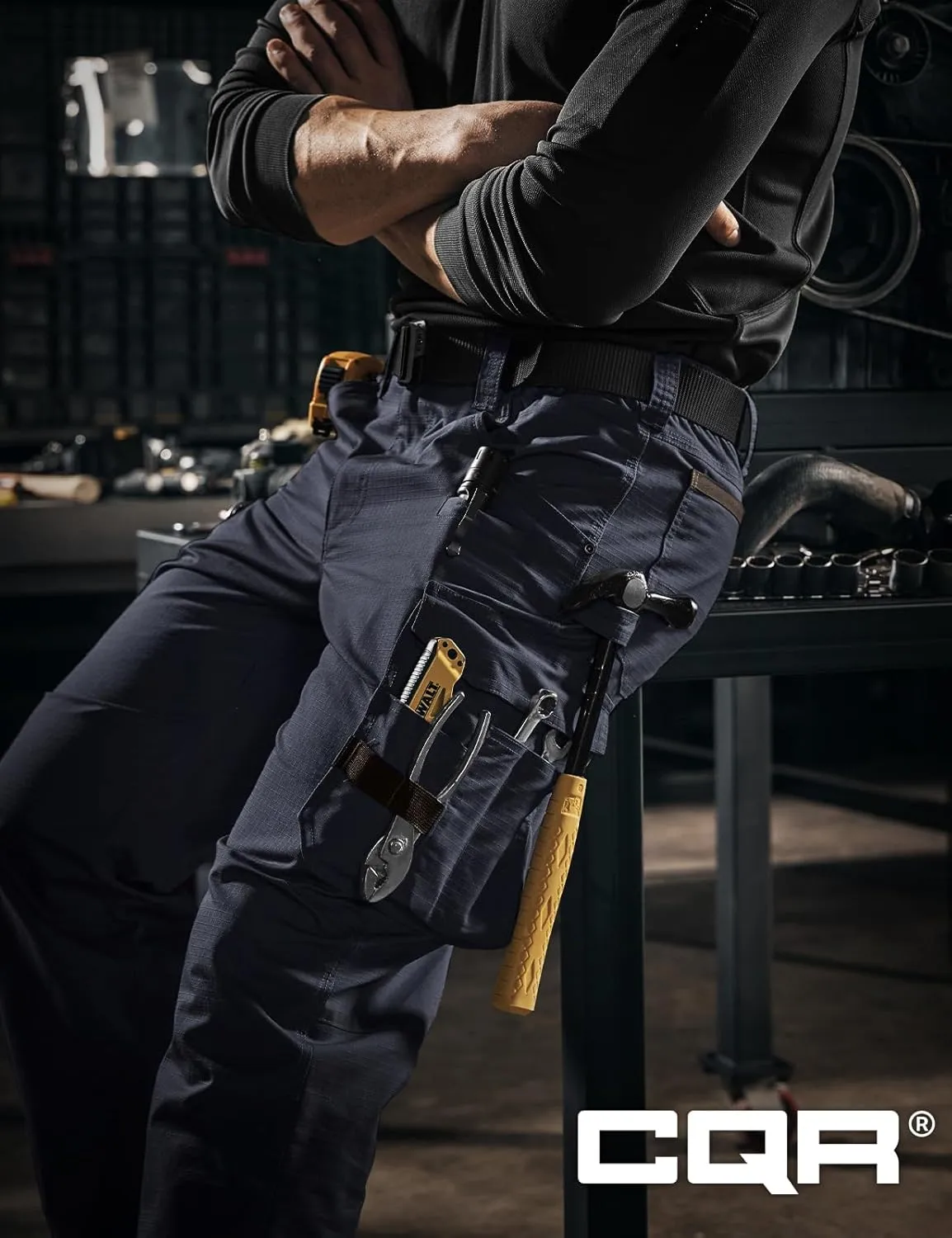 CQR Men's Quick Dry Work Pants, Water Resistant Outdoor Tactical Pants, Lightweight Stretch Cargo Hiking Pants