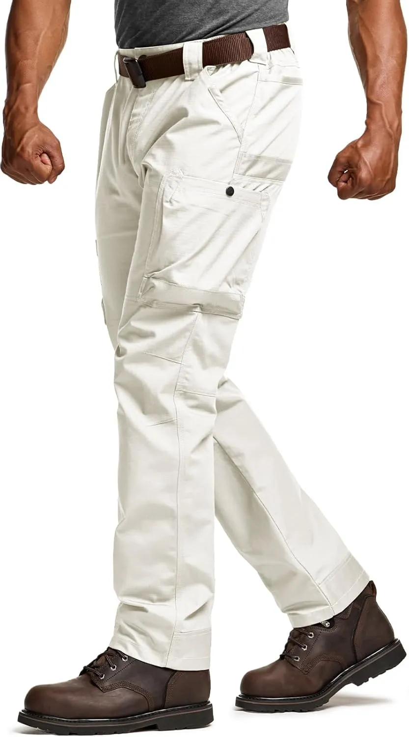 CQR Men's Quick Dry Work Pants, Water Resistant Outdoor Tactical Pants, Lightweight Stretch Cargo Hiking Pants