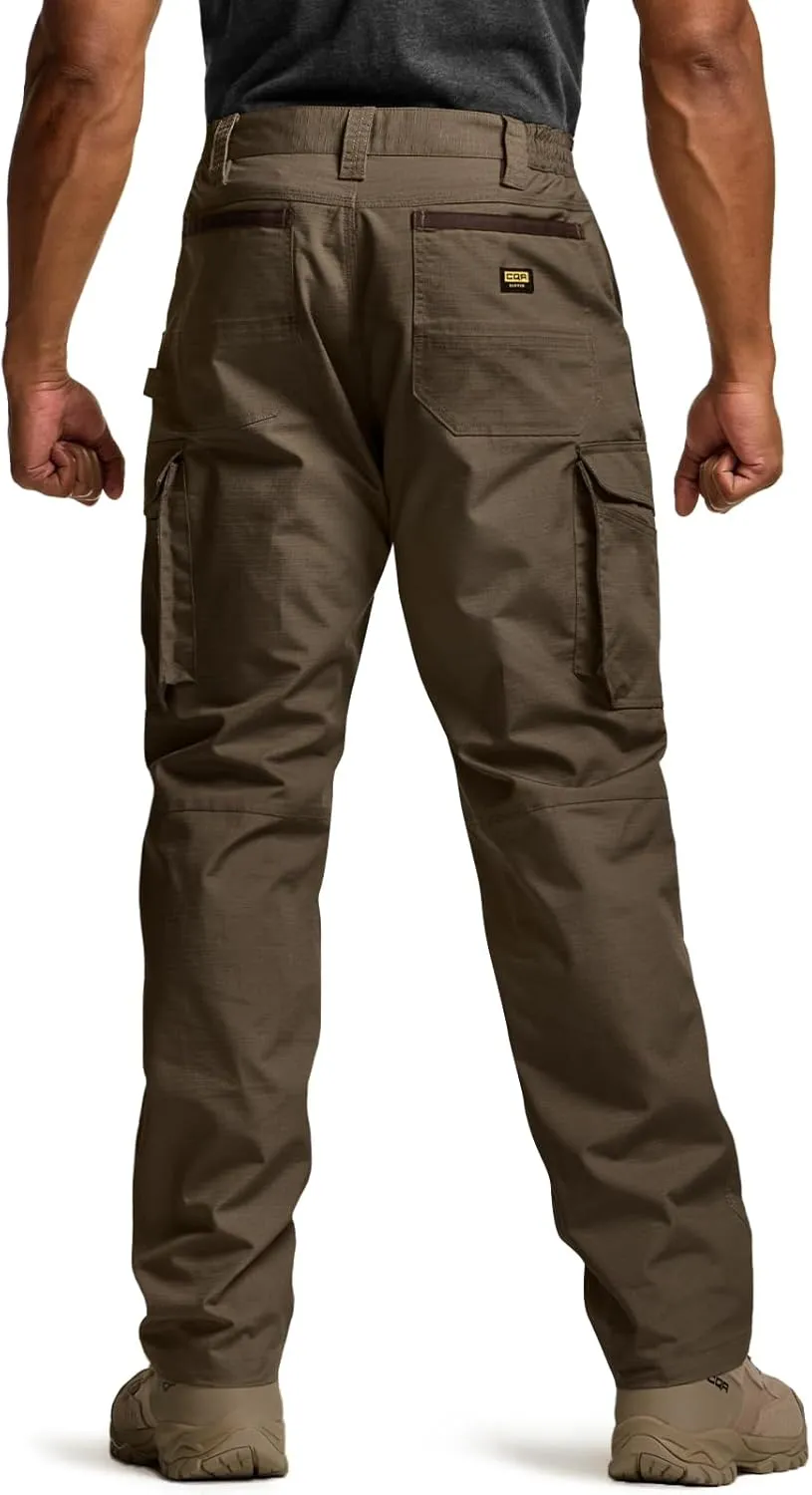 CQR Men's Quick Dry Work Pants, Water Resistant Outdoor Tactical Pants, Lightweight Stretch Cargo Hiking Pants