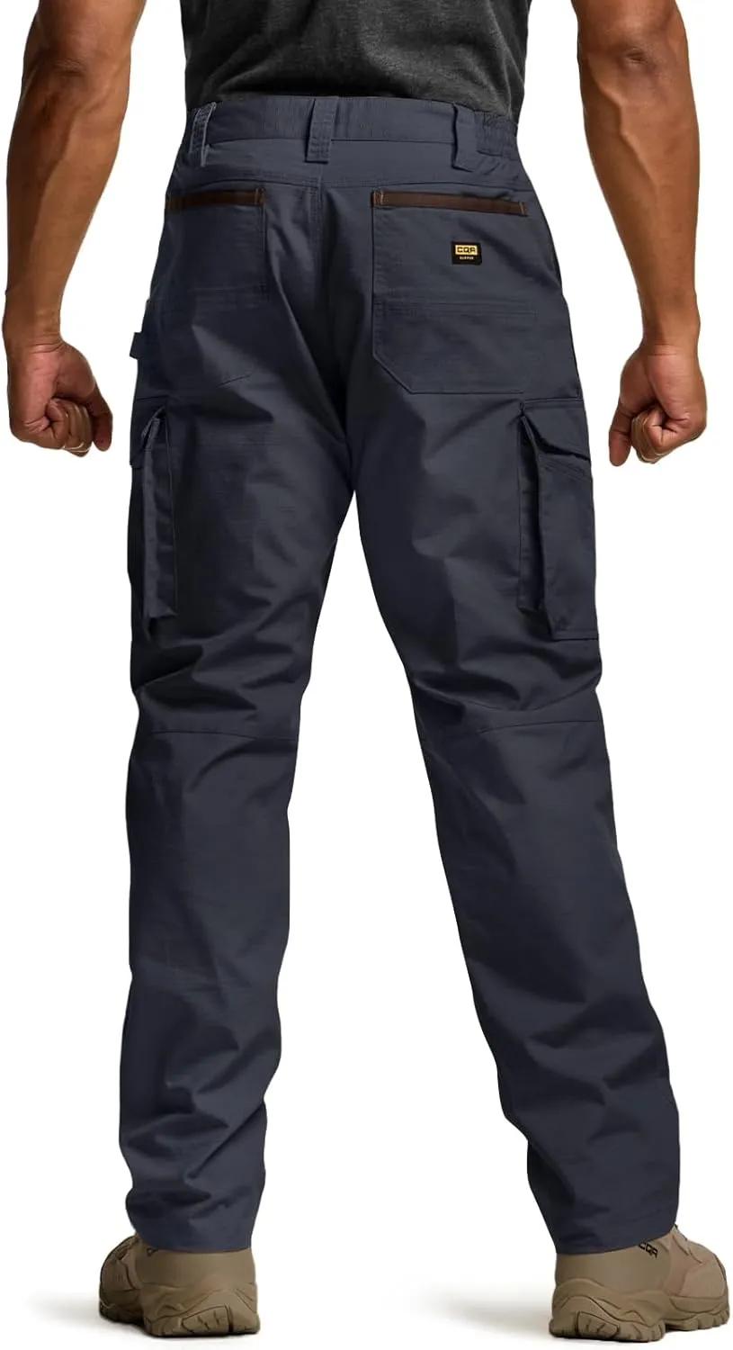 CQR Men's Quick Dry Work Pants, Water Resistant Outdoor Tactical Pants, Lightweight Stretch Cargo Hiking Pants