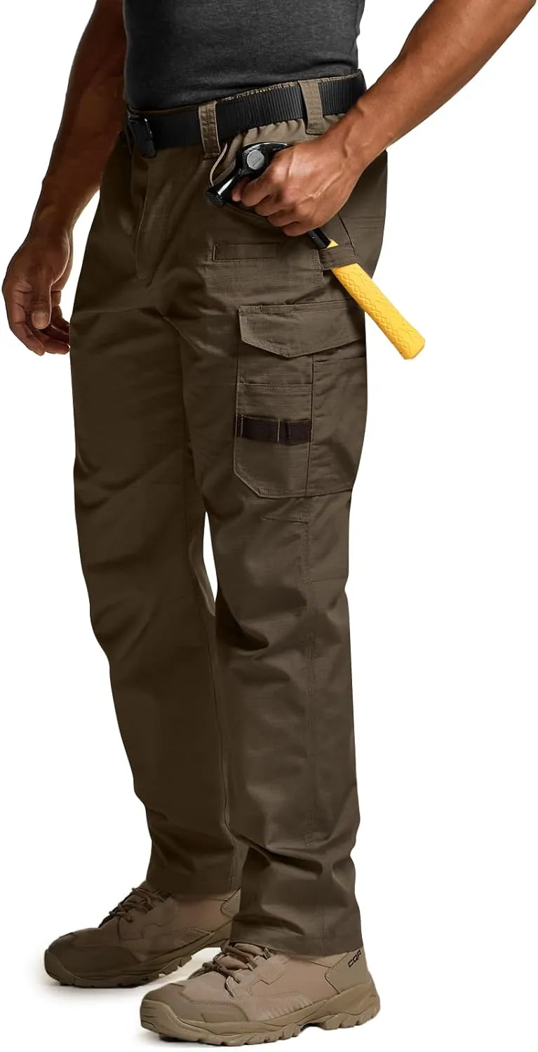 CQR Men's Quick Dry Work Pants, Water Resistant Outdoor Tactical Pants, Lightweight Stretch Cargo Hiking Pants
