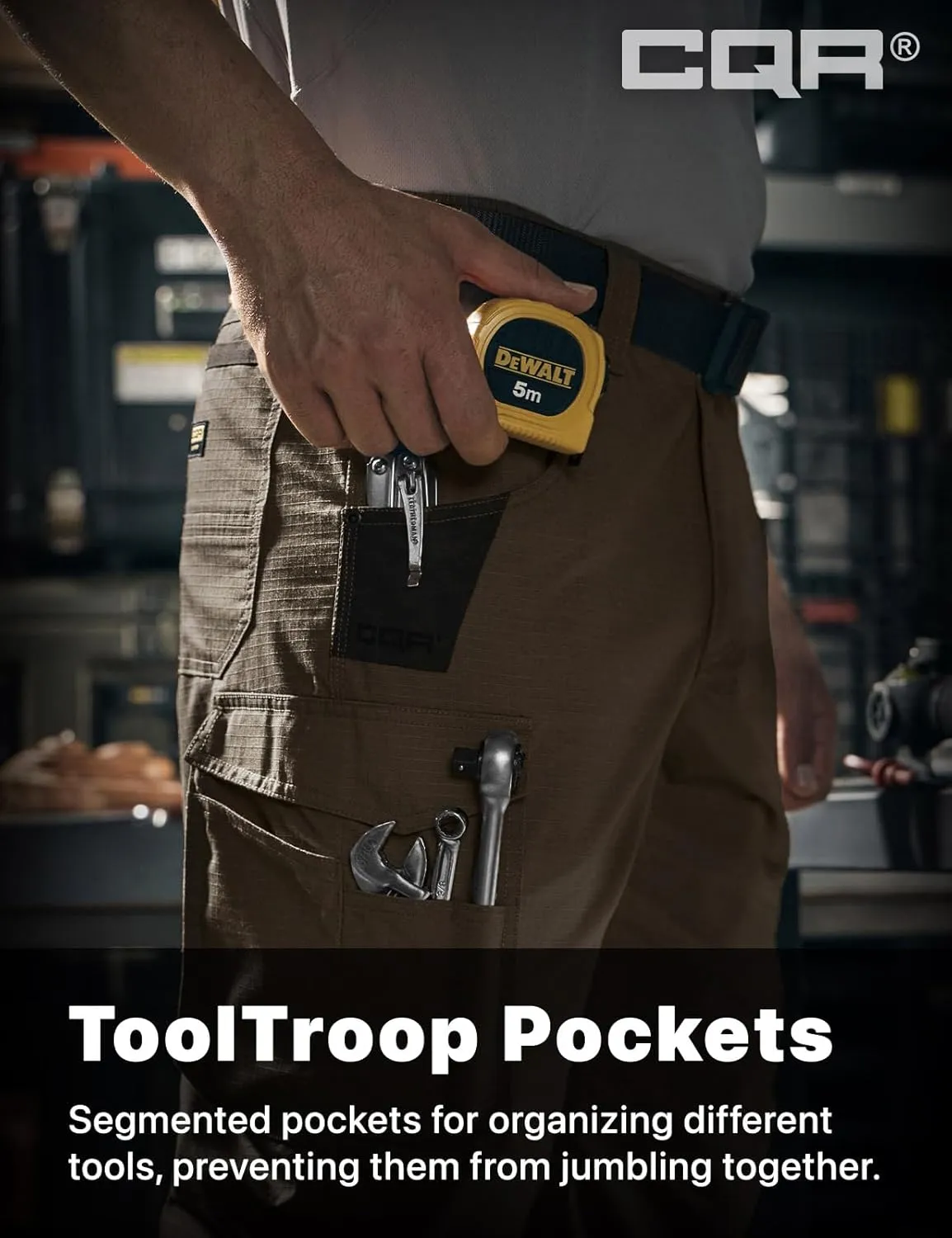 CQR Men's Quick Dry Work Pants, Water Resistant Outdoor Tactical Pants, Lightweight Stretch Cargo Hiking Pants