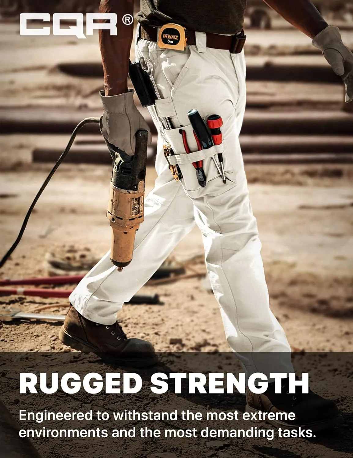 CQR Men's Quick Dry Work Pants, Water Resistant Outdoor Tactical Pants, Lightweight Stretch Cargo Hiking Pants