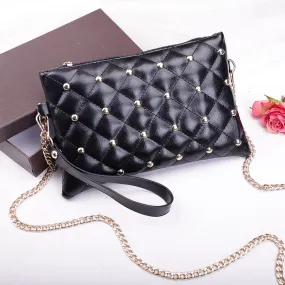 Diamond Lattice Women's Clutches Rivet woman envelope bag chain Women's Crossbody Shoulder Bags black clutch purses bolsa