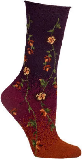 Fuchsia Tibetan Flower Socks (Women's)
