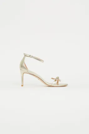 Gold Metallic Leather Nudist Bow Sandal