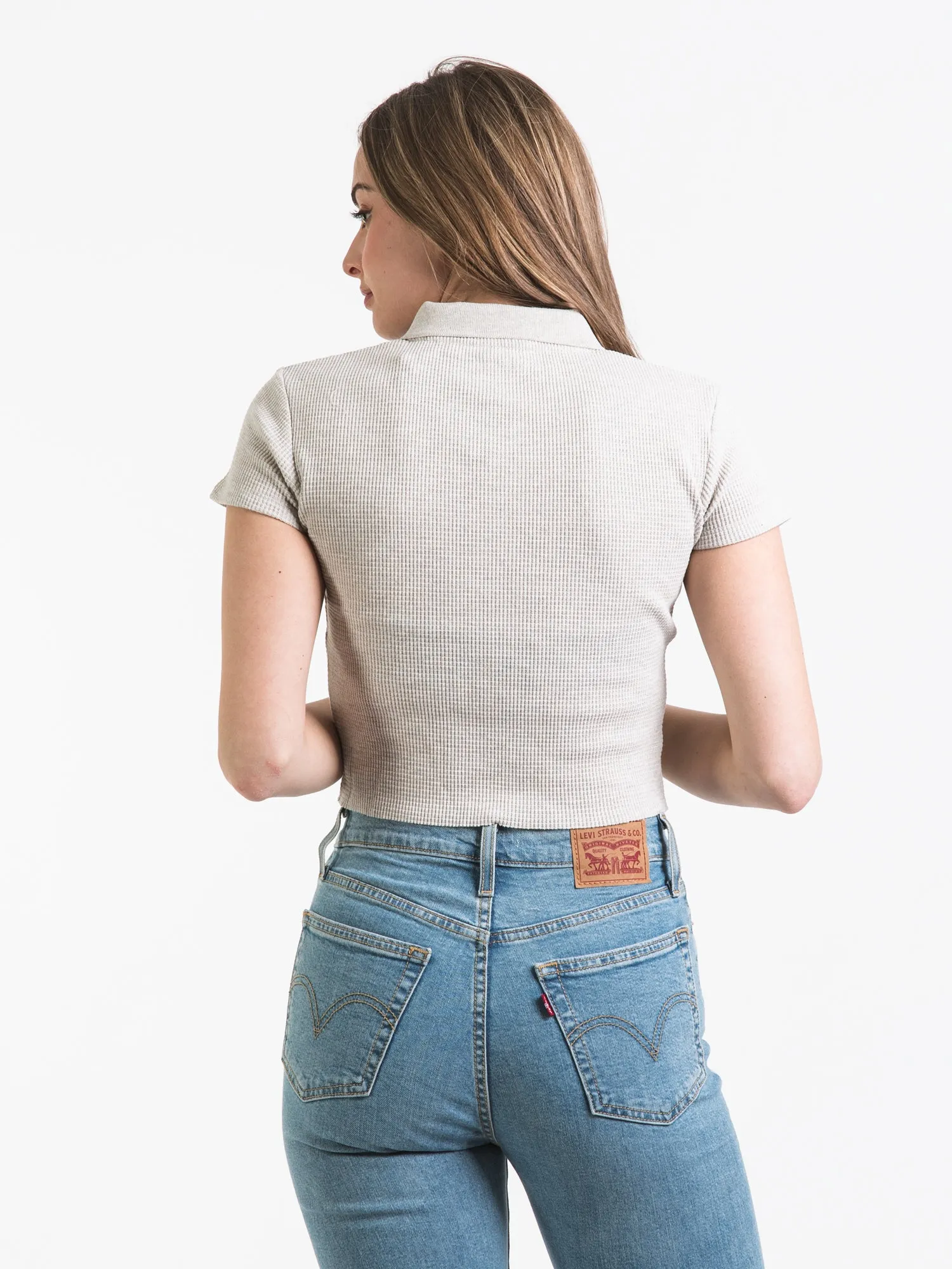 HARLOW WAFFLE SNAP MELANGE HENLEY - CLEARANCE