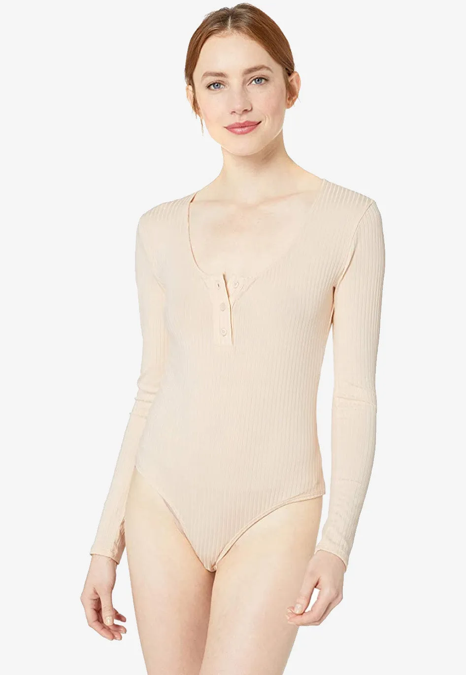 Henley Ribbed Knit Bodysuit