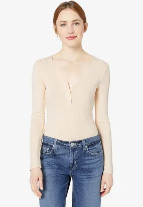 Henley Ribbed Knit Bodysuit