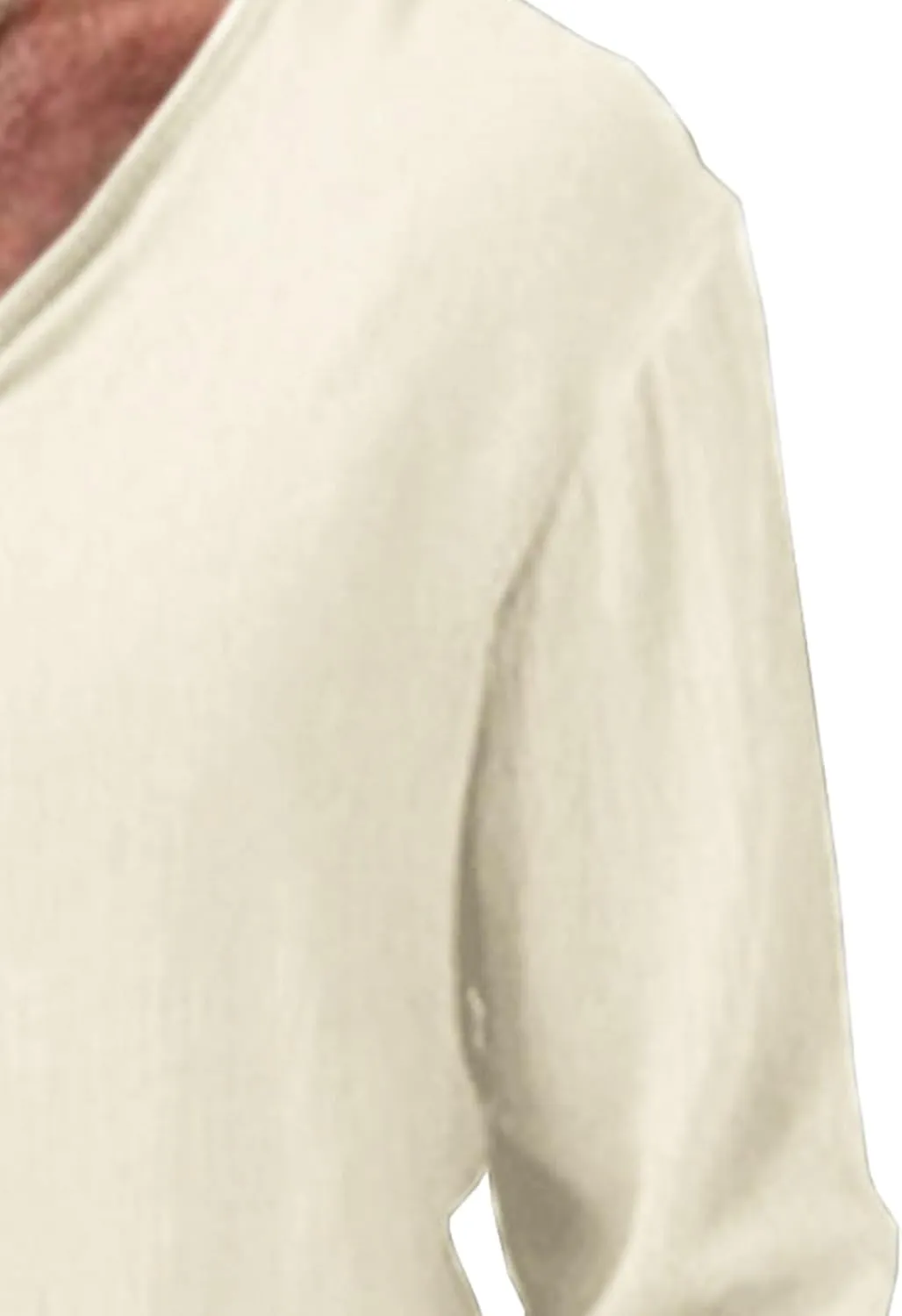 Men Long Sleeve Athletic Shirts Slim Fit Cotton V Neck Shirts Henley Tops Casual Loose Workout Base Tees Shirt