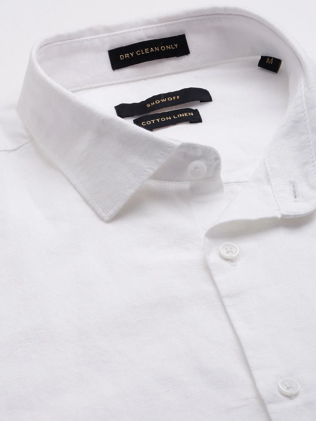 Men White Solid Casual Shirt