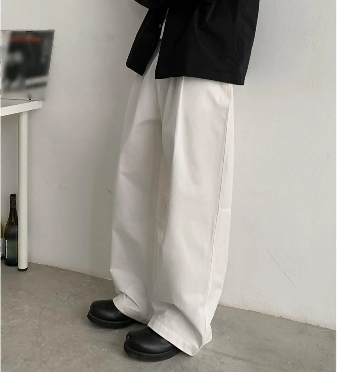 Men's Chinos Wide Leg Pants Classic Stretch Skinny Tapered Dress Slack Comfort Casual Solid Trousers