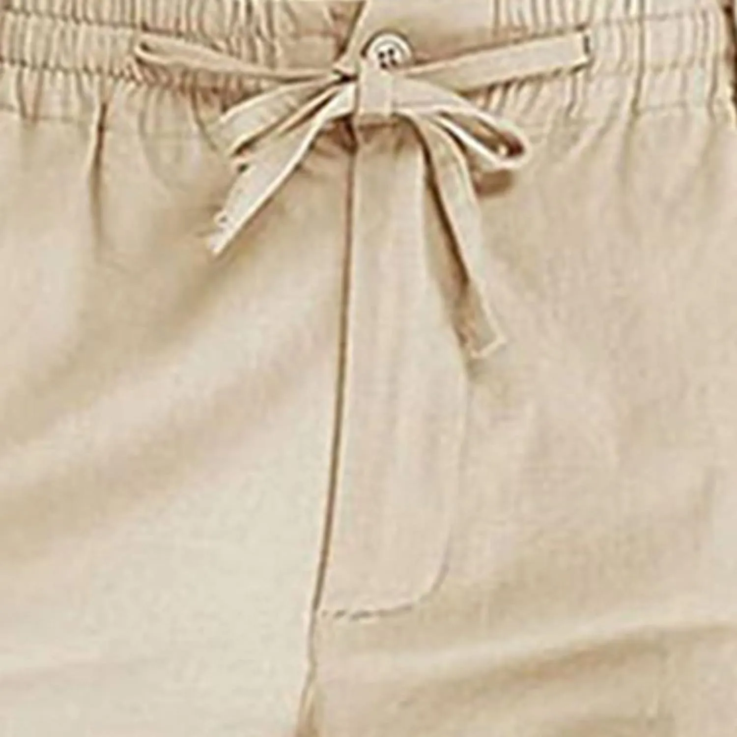 Men's Cotton Linen Pants Elastic Waist Drawstring Casual Trouser Lightweight Straight Leg Loose Fit Beach Trouser
