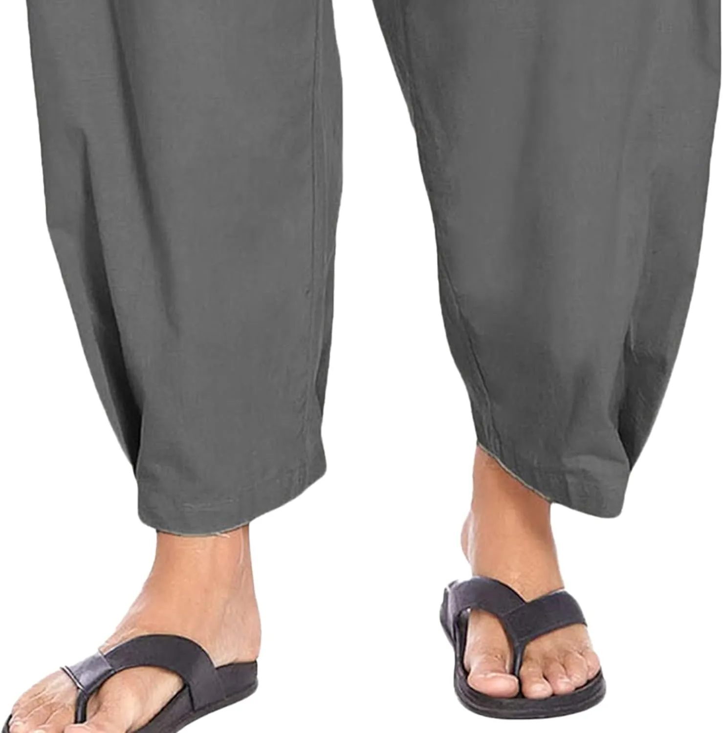 Men's Lightweight Linen Lounge Lantern Pants Classic Jogger Yoga Loose Chinos Casual Elastic Waist Trousers