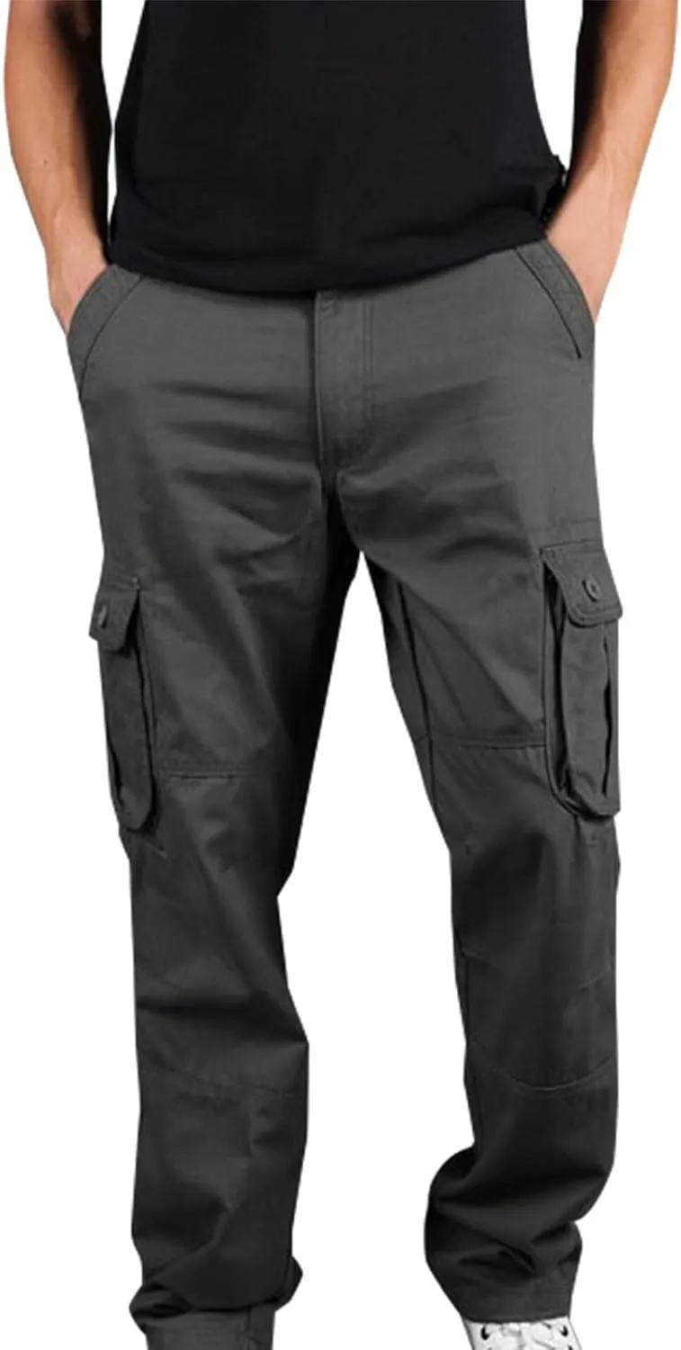 Muscularfit Mens Cargo Pants Relaxed Fit Cotton Outdoor Jogger Athletic Pants Loose Trousers Causal Straight Sweatpants 2023