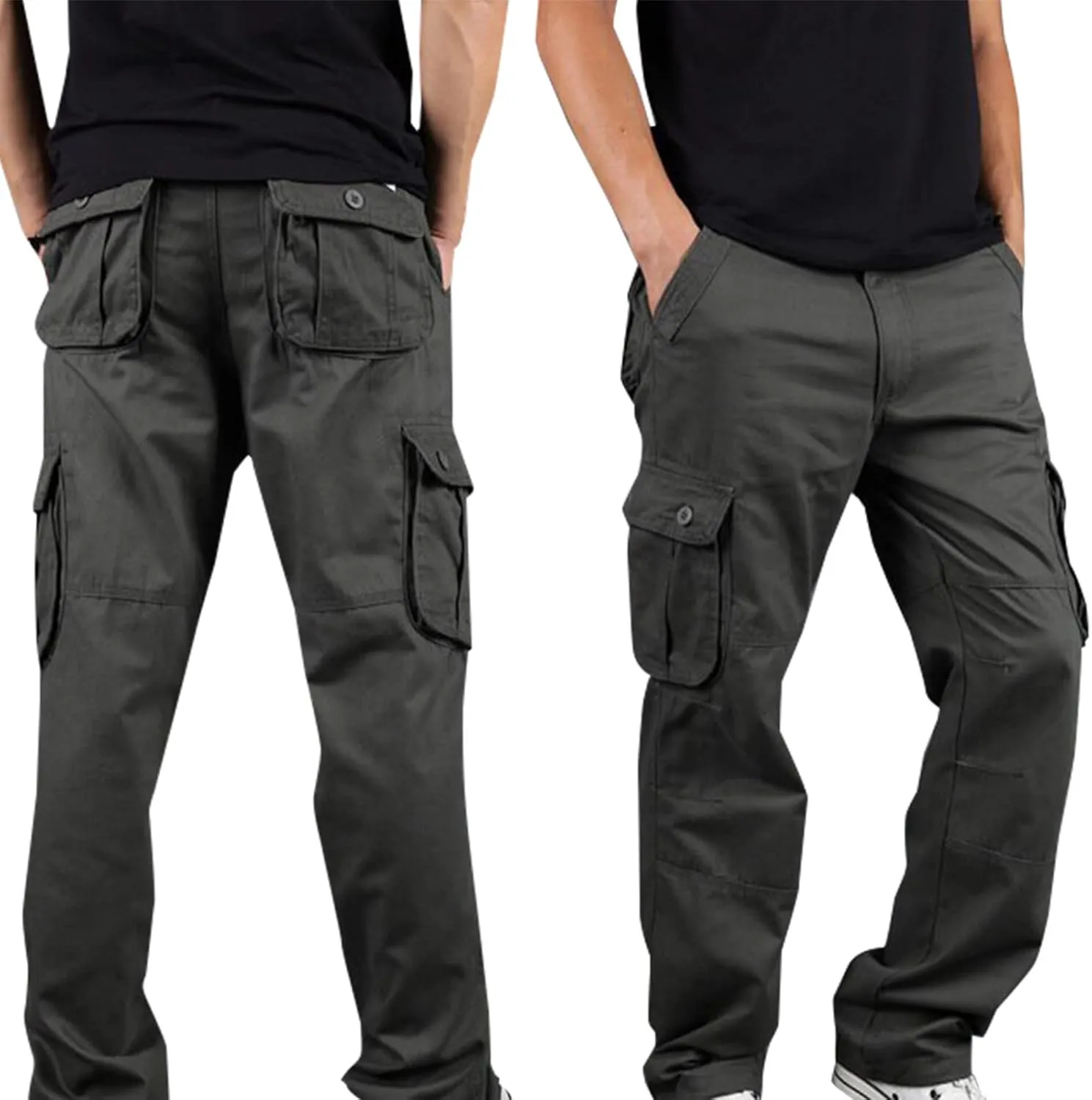 Muscularfit Mens Cargo Pants Relaxed Fit Cotton Outdoor Jogger Athletic Pants Loose Trousers Causal Straight Sweatpants 2023