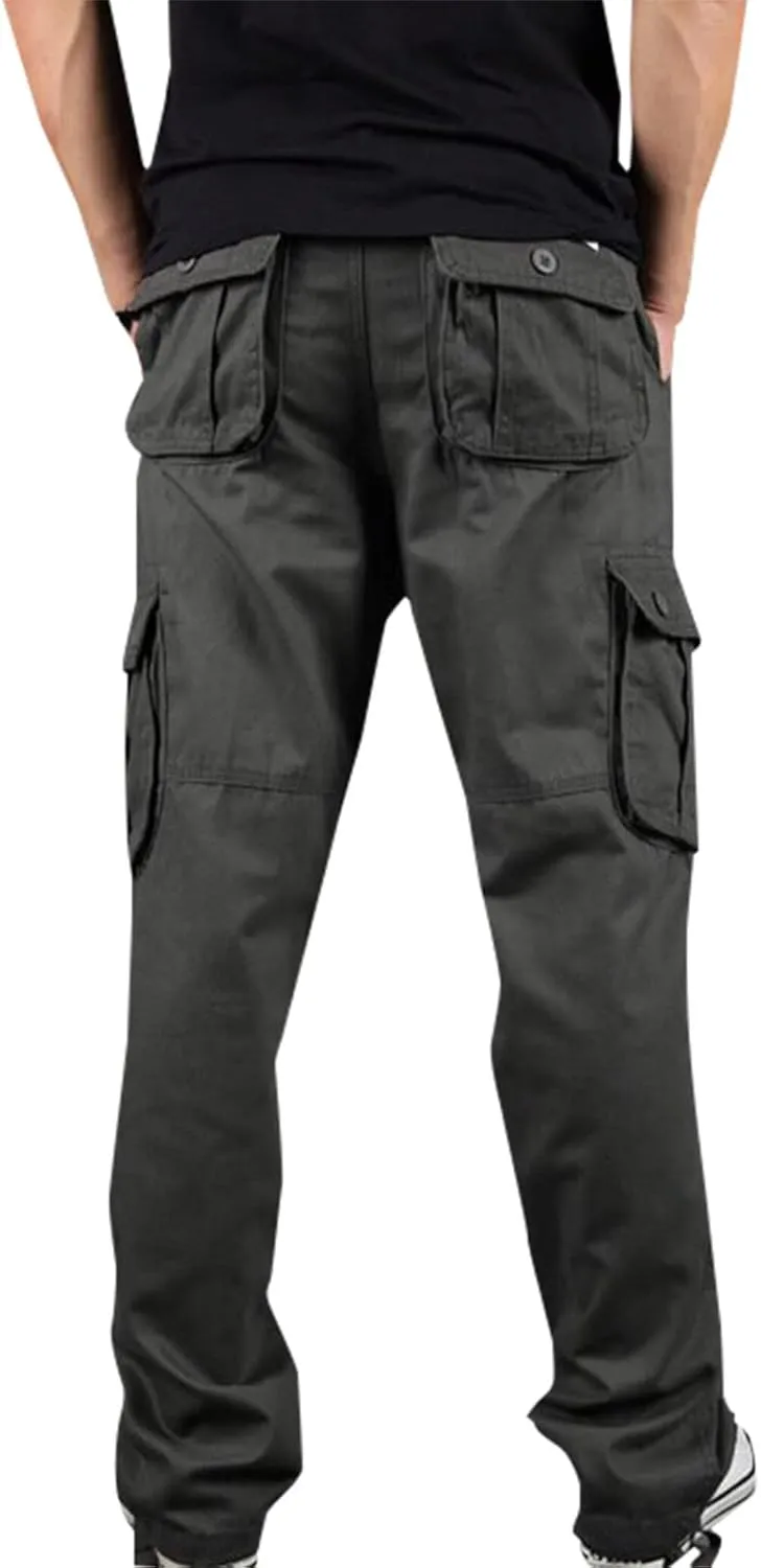 Muscularfit Mens Cargo Pants Relaxed Fit Cotton Outdoor Jogger Athletic Pants Loose Trousers Causal Straight Sweatpants 2023