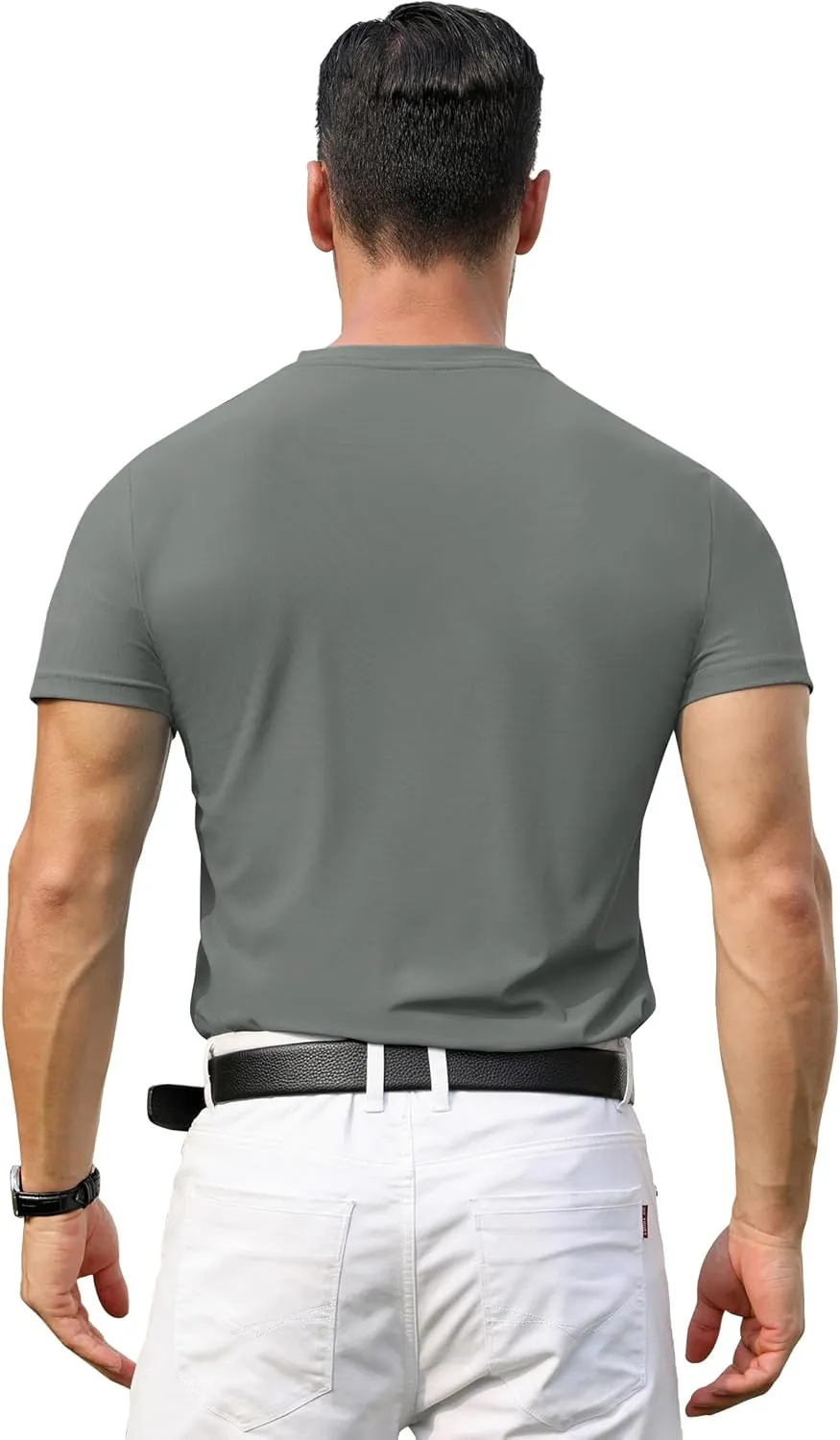 PEGENO Men's Henley Shirts Short Sleeve Moisture Wicking Quick Dry Casual Workout Athletic Golf Shirts