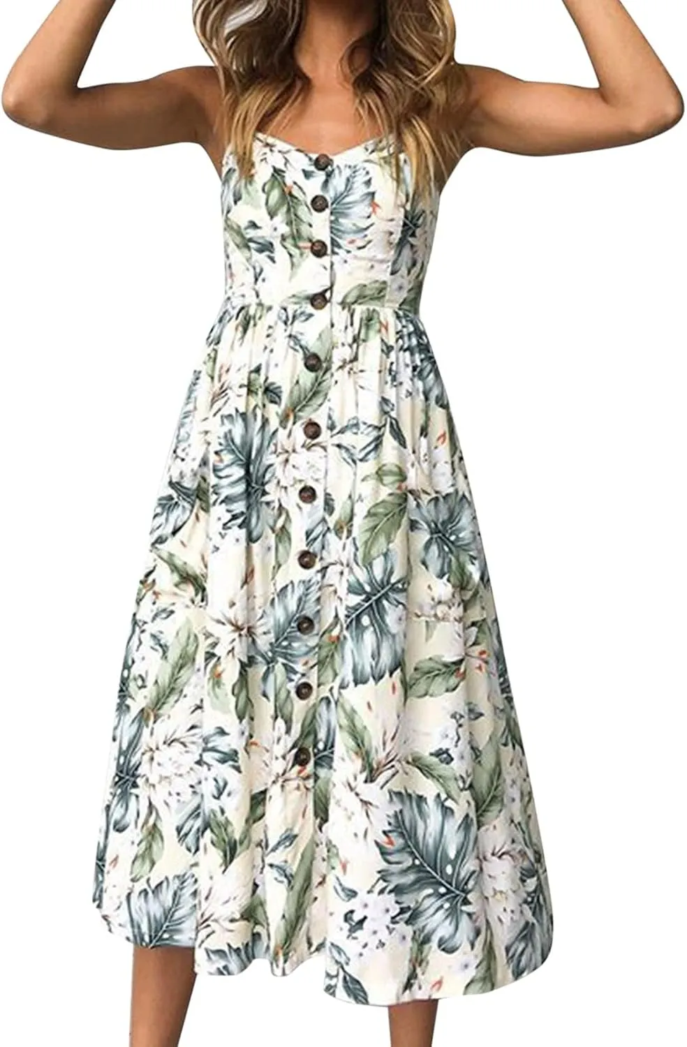 SHAOBGE Sundresses for Women Trendy 2024 Boho Sundress for Women Casual Summer Dress Round Neck Sleeveless