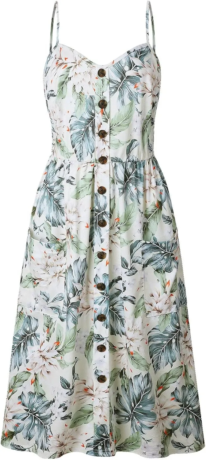 SHAOBGE Sundresses for Women Trendy 2024 Boho Sundress for Women Casual Summer Dress Round Neck Sleeveless
