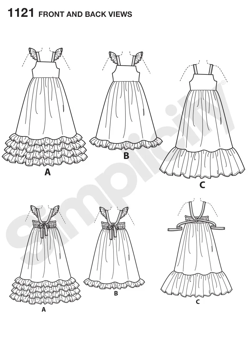 Simplicity Pattern 1121 Girls' Pullover Dresses