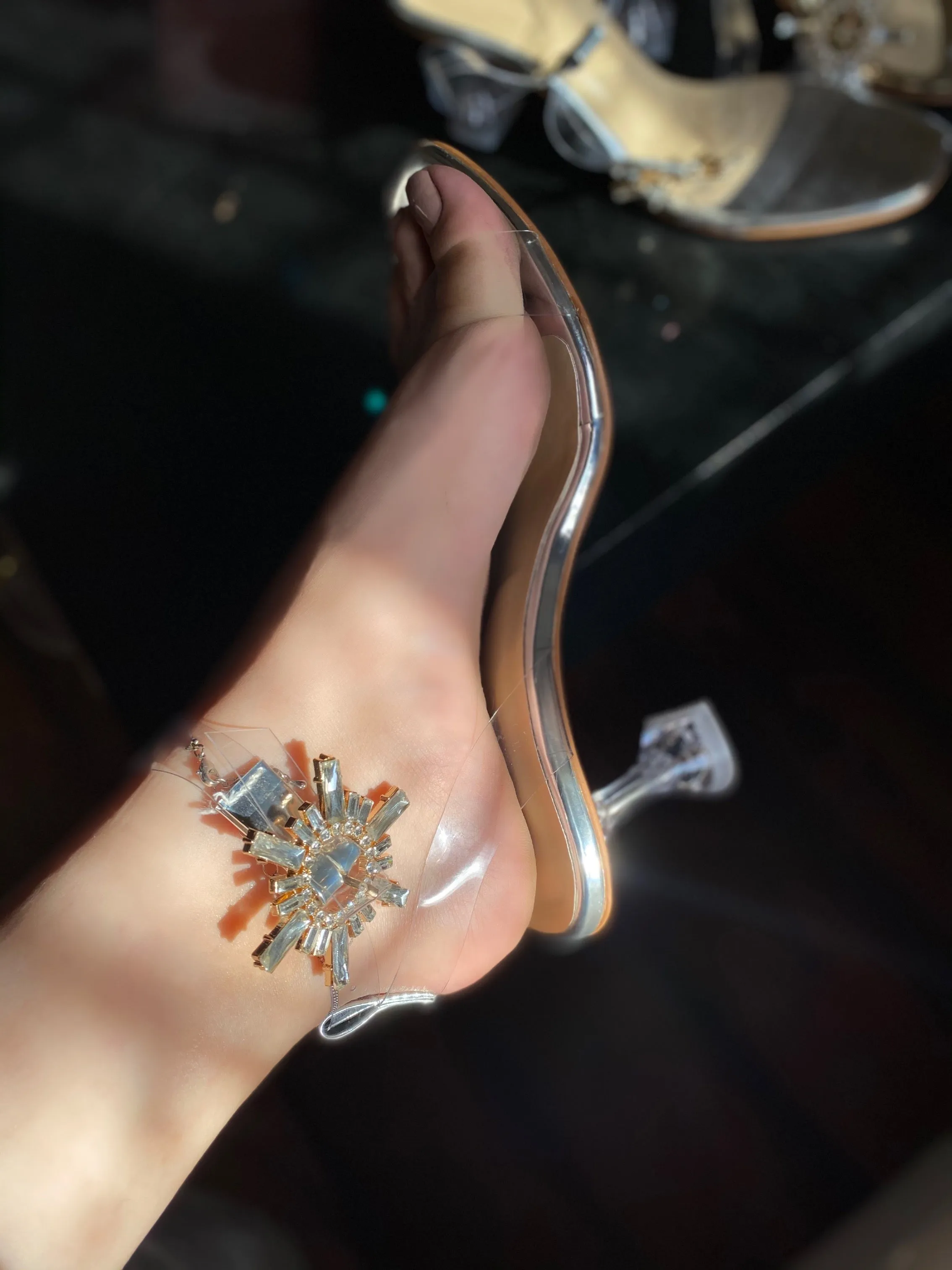 Swetra Crystal Heels - Silver
