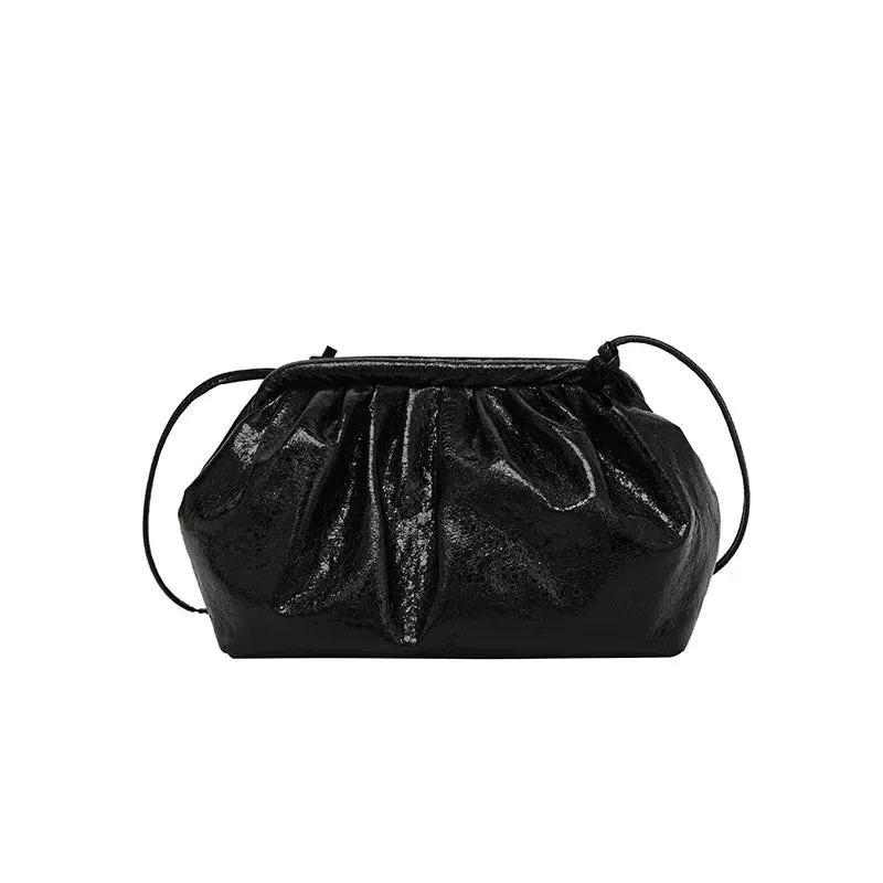 Wenkouban-Small Luxury Design Women's Leather Silver Cloud Bag Female Gold Crossbody Bag Ladies Party Clutch Purse Female Handbags