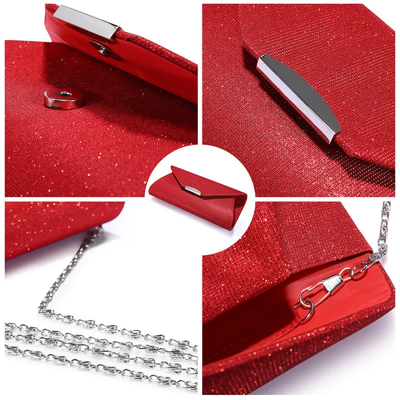 Women's  Fashion Clutch Bag - Black,Blue,Gray,Red,Silver
