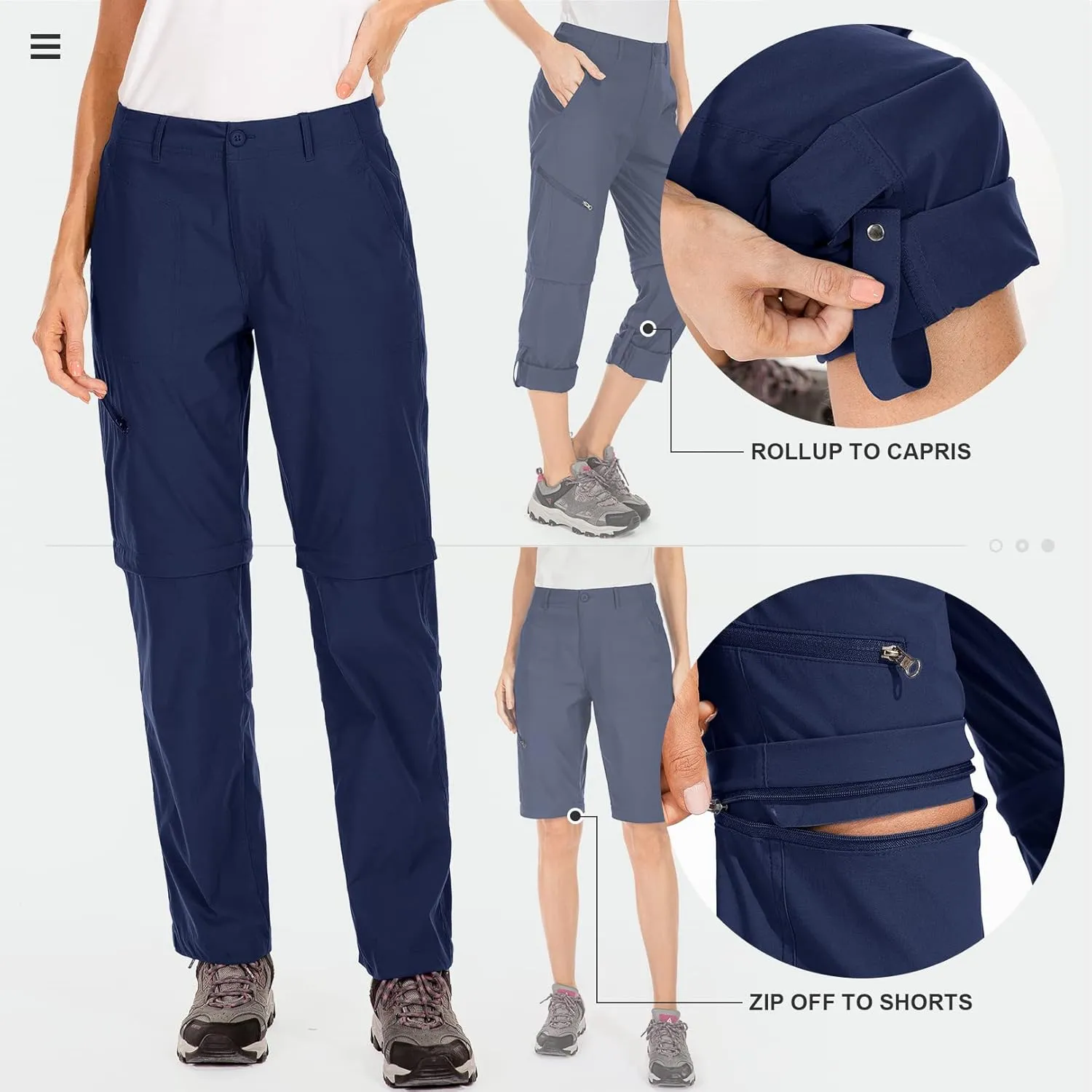 Women's Hiking Pants Convertible Zip Off Lightweight Quick Dry Outdoor Travel Camping Safari fising Pants